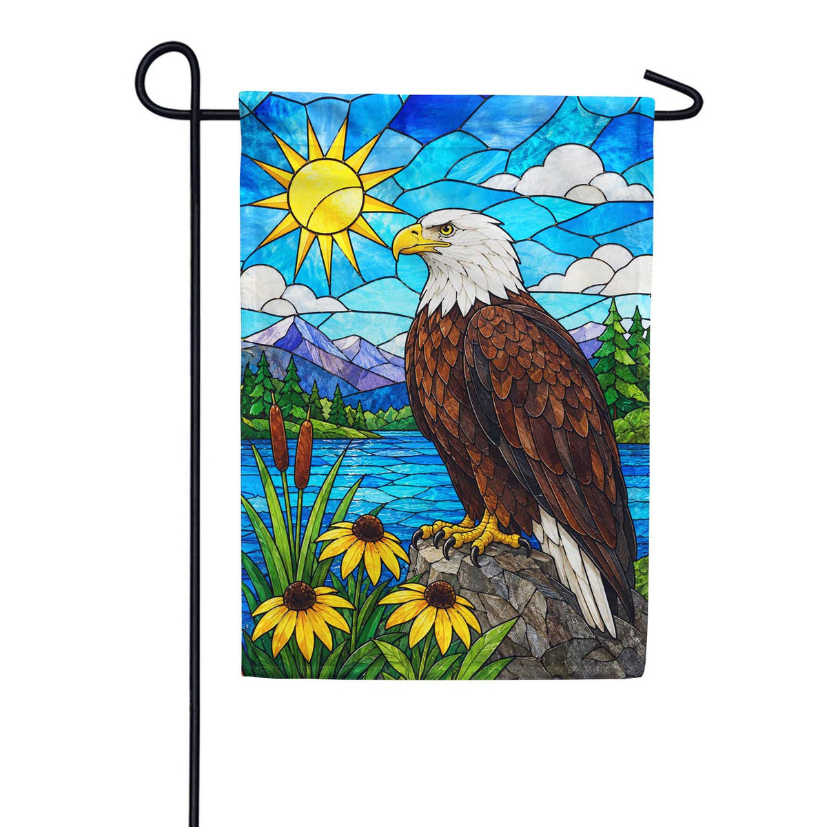 Stained Glass Bald Eagle Garden Flag