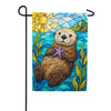 Stained Glass Sea Otter with Starfish Garden Flag