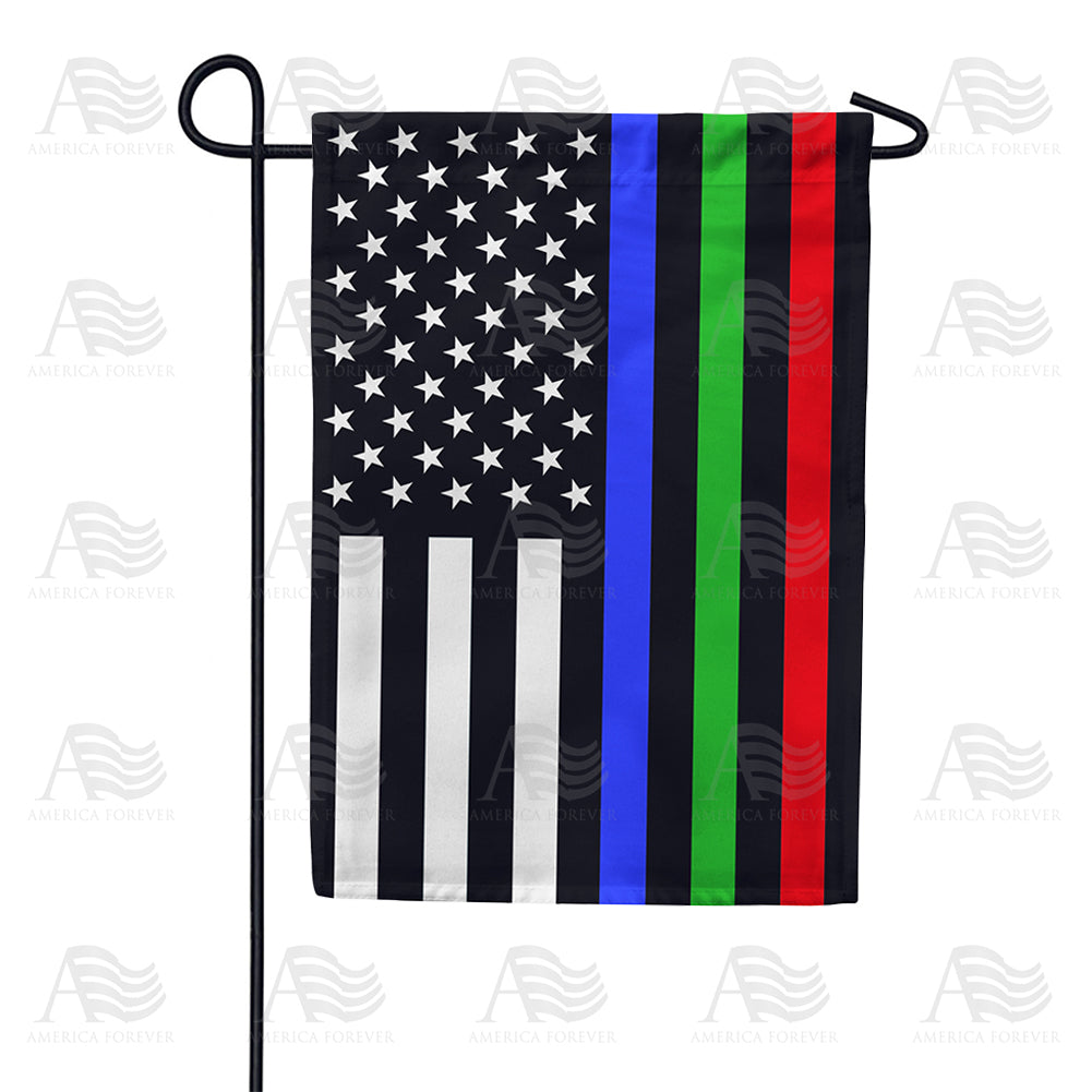Thin Green, Red, Blue Line Double Sided Garden Flag