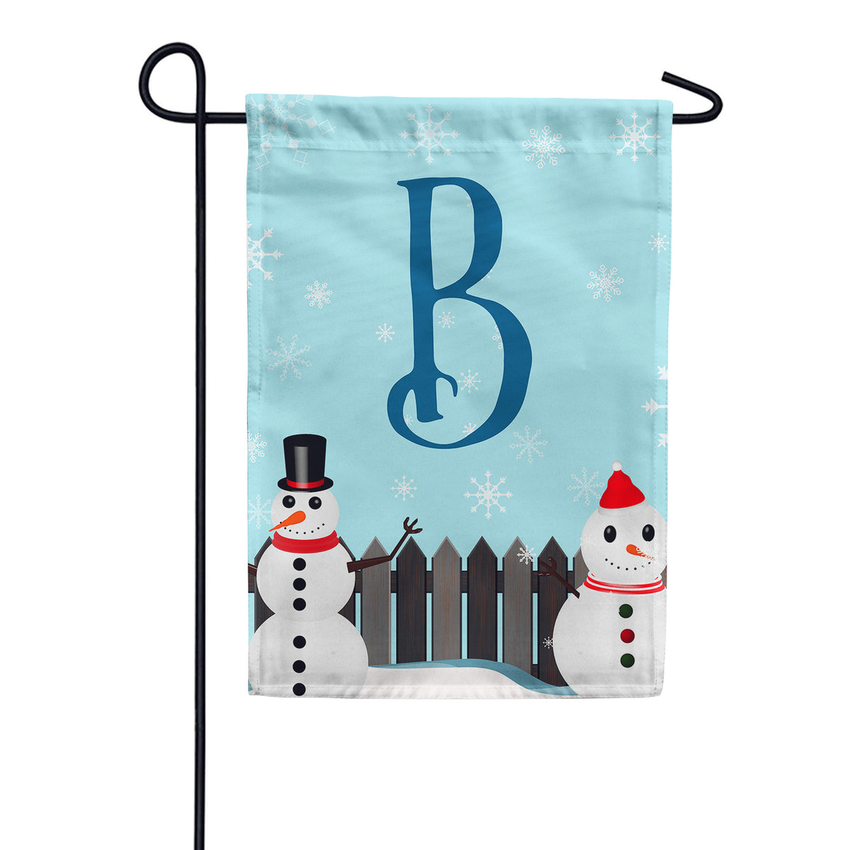 Let It Snow Backyard Snowmen Monogram Double Sided Garden Flag