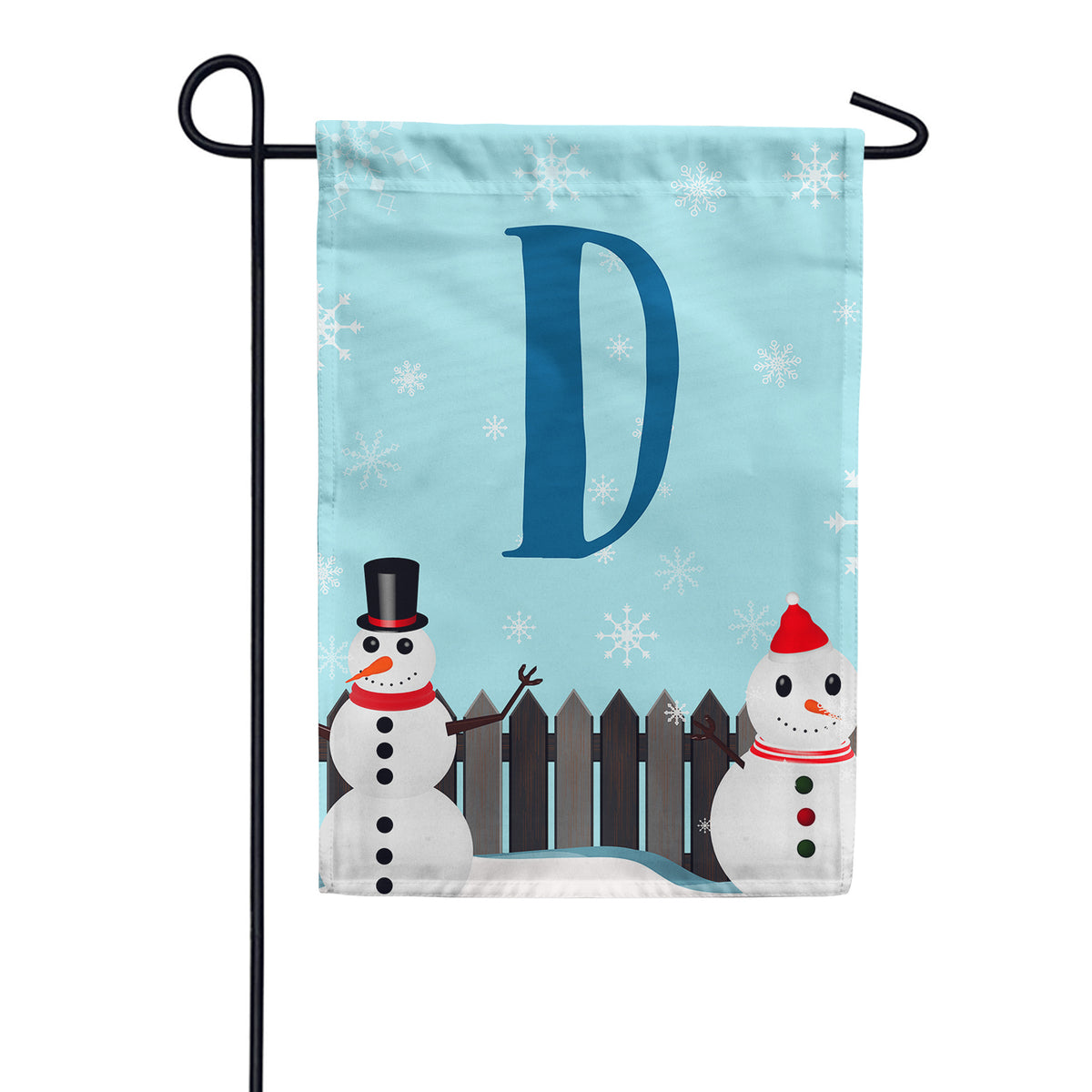 Let It Snow Backyard Snowmen Monogram Double Sided Garden Flag