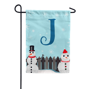 Let It Snow Backyard Snowmen Monogram Double Sided Garden Flag