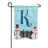 Let It Snow Backyard Snowmen Monogram Double Sided Garden Flag
