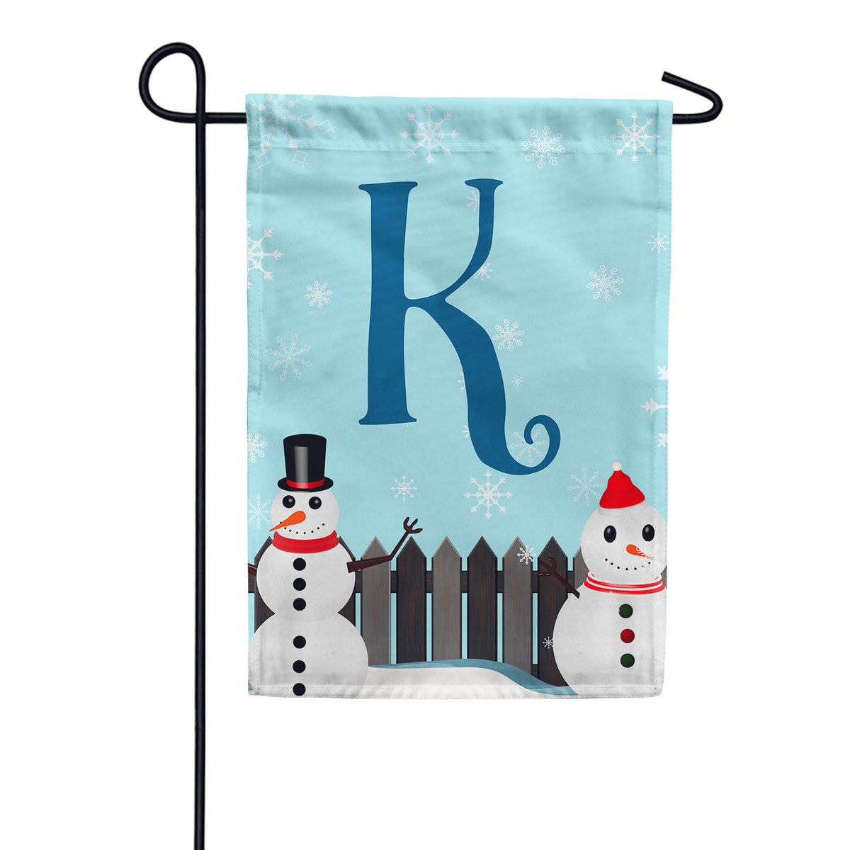 Let It Snow Backyard Snowmen Monogram Double Sided Garden Flag