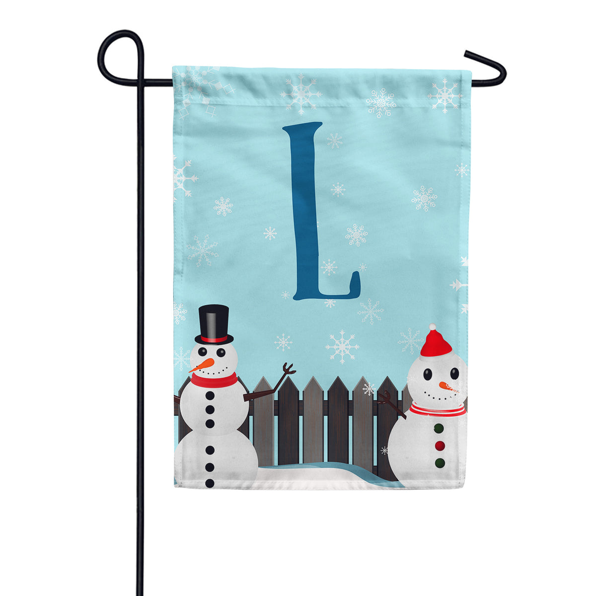 Let It Snow Backyard Snowmen Monogram Double Sided Garden Flag
