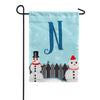 Let It Snow Backyard Snowmen Monogram Double Sided Garden Flag