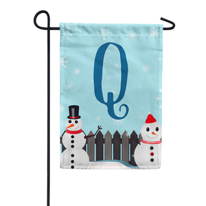 Let It Snow Backyard Snowmen Monogram Double Sided Garden Flag