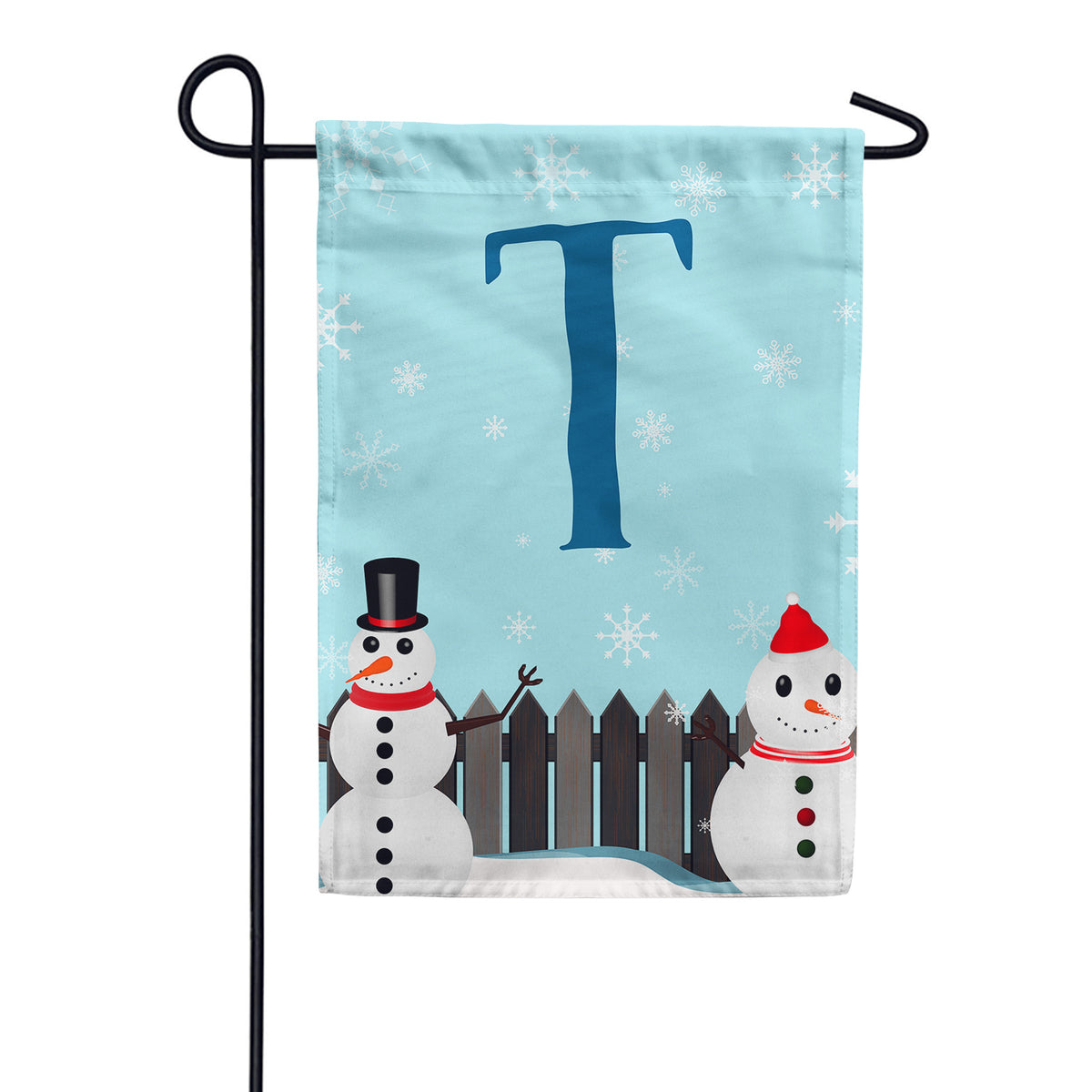 Let It Snow Backyard Snowmen Monogram Double Sided Garden Flag