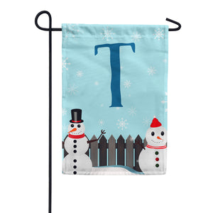 Let It Snow Backyard Snowmen Monogram Double Sided Garden Flag