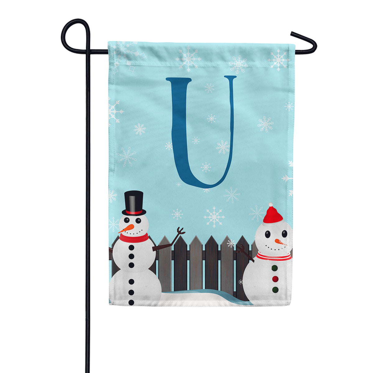 Let It Snow Backyard Snowmen Monogram Double Sided Garden Flag