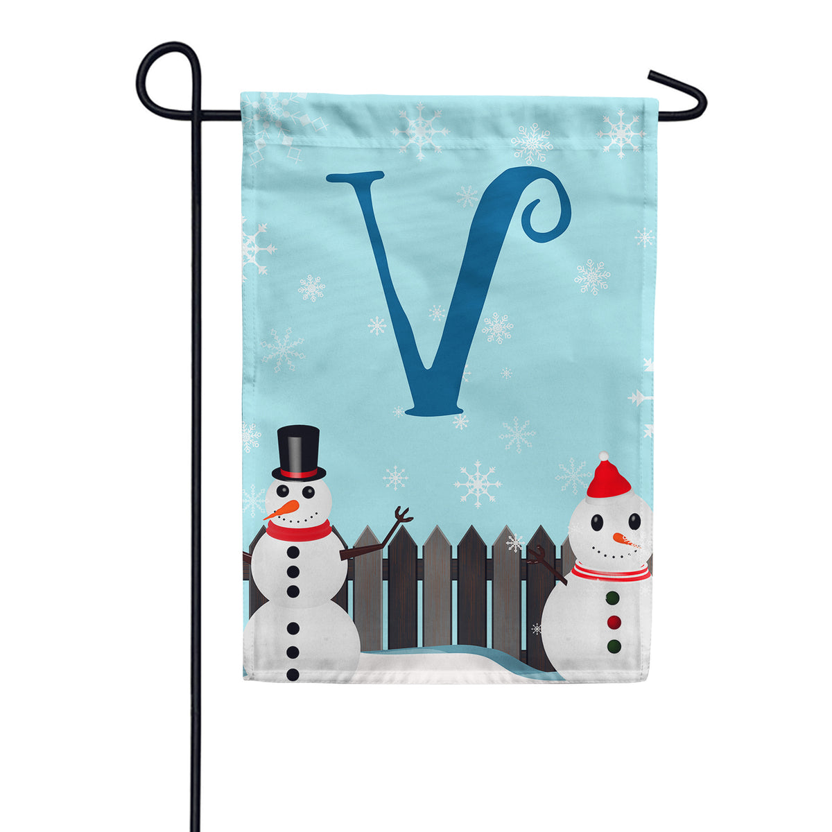 Let It Snow Backyard Snowmen Monogram Double Sided Garden Flag