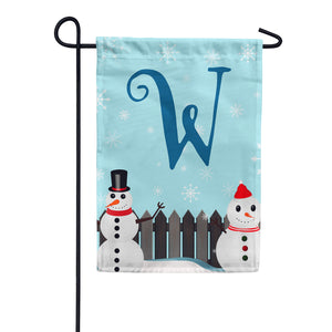 Let It Snow Backyard Snowmen Monogram Double Sided Garden Flag
