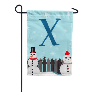 Let It Snow Backyard Snowmen Monogram Double Sided Garden Flag