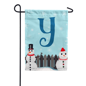 Let It Snow Backyard Snowmen Monogram Double Sided Garden Flag