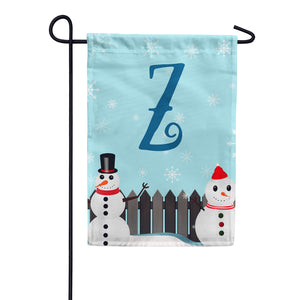 Let It Snow Backyard Snowmen Monogram Double Sided Garden Flag