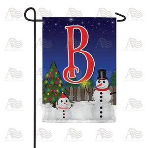Snowman Christmas Tree Monogram Double Sided Garden Flag