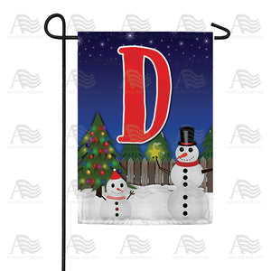 Snowman Christmas Tree Monogram Double Sided Garden Flag