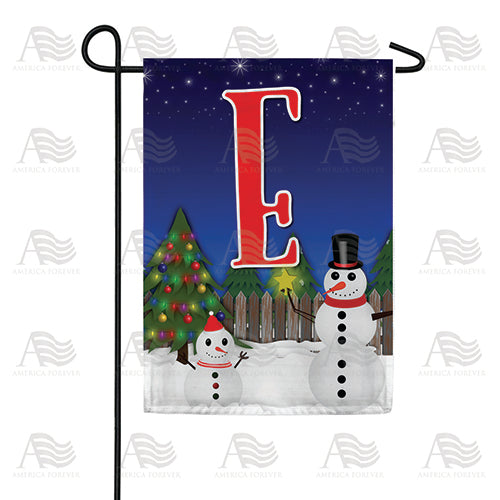 Snowman Christmas Tree Monogram Double Sided Garden Flag