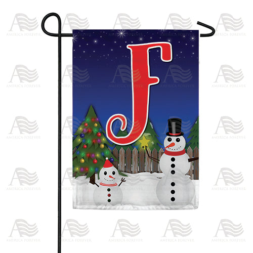 Snowman Christmas Tree Monogram Double Sided Garden Flag