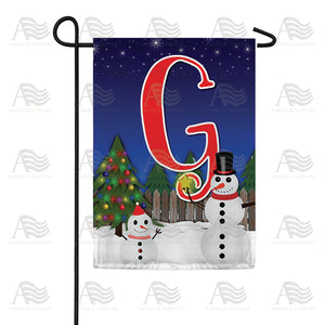 Snowman Christmas Tree Monogram Double Sided Garden Flag