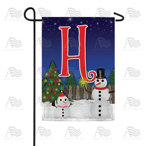 Snowman Christmas Tree Monogram Double Sided Garden Flag