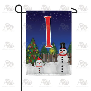 Snowman Christmas Tree Monogram Double Sided Garden Flag