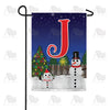 Snowman Christmas Tree Monogram Double Sided Garden Flag