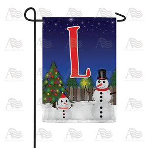 Snowman Christmas Tree Monogram Double Sided Garden Flag