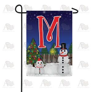 Snowman Christmas Tree Monogram Double Sided Garden Flag