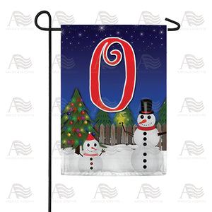 Snowman Christmas Tree Monogram Double Sided Garden Flag