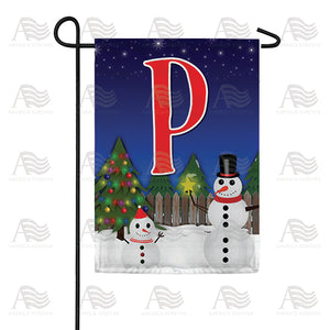 Snowman Christmas Tree Monogram Double Sided Garden Flag