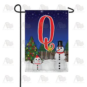 Snowman Christmas Tree Monogram Double Sided Garden Flag