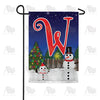 Snowman Christmas Tree Monogram Double Sided Garden Flag