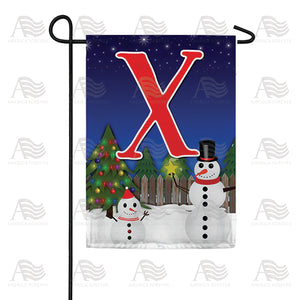 Snowman Christmas Tree Monogram Double Sided Garden Flag