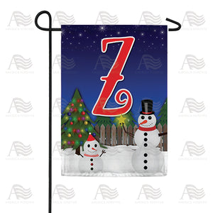 Snowman Christmas Tree Monogram Double Sided Garden Flag