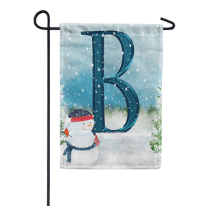 Let It Snow Watercolor Monogram Double Sided Garden Flag