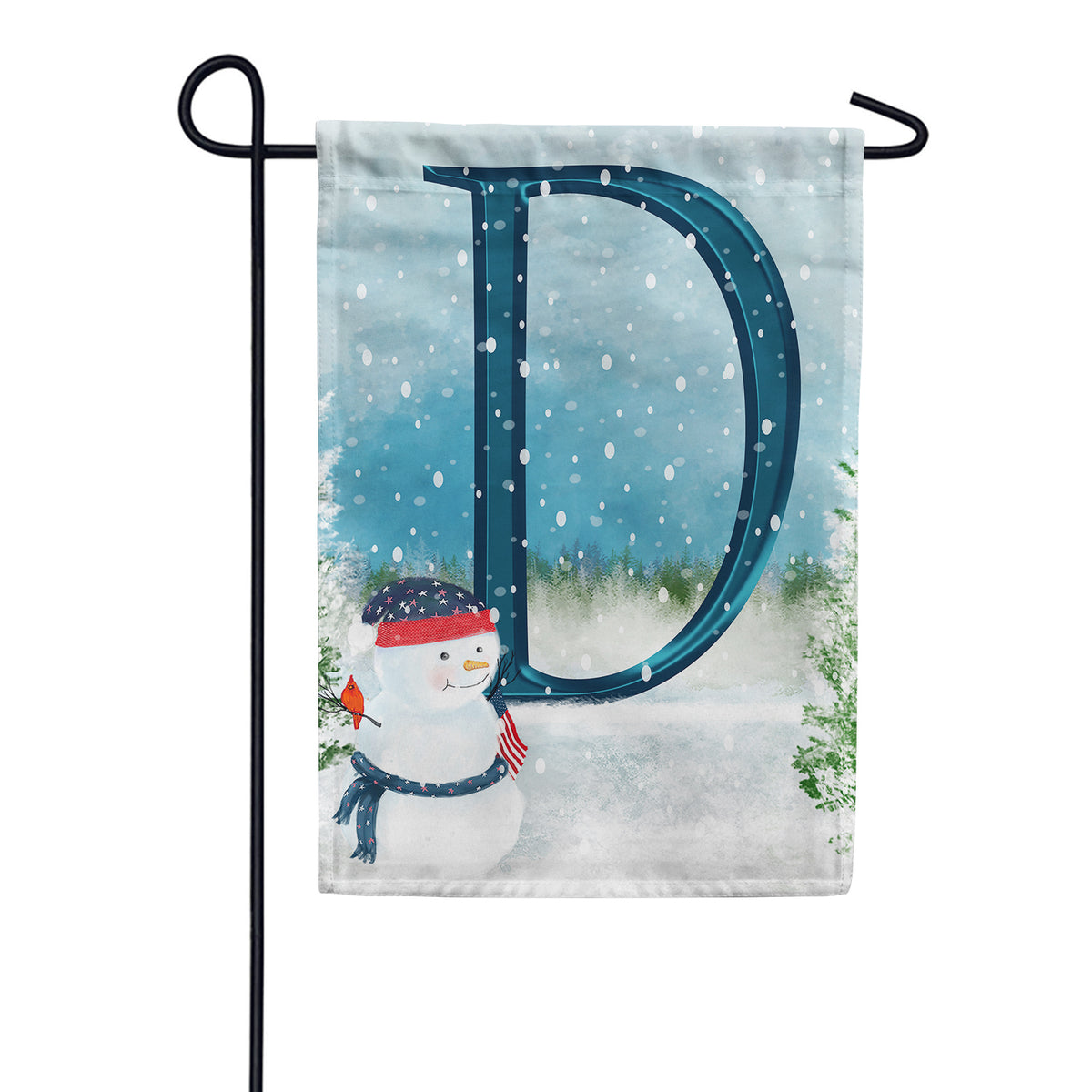 Let It Snow Watercolor Monogram Double Sided Garden Flag
