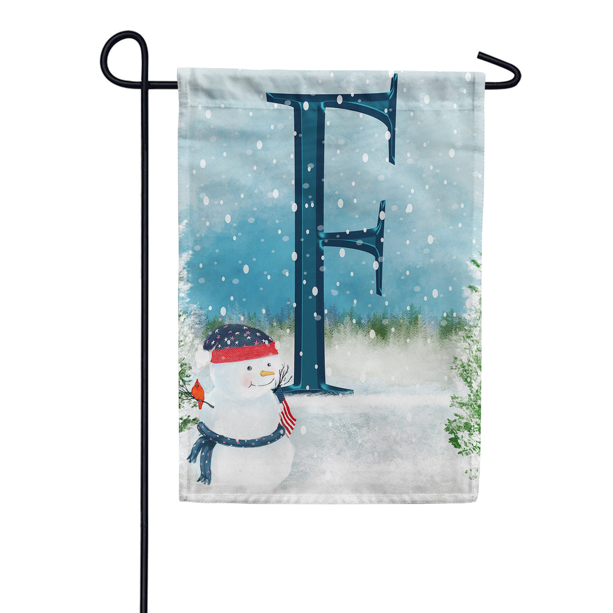 Let It Snow Watercolor Monogram Double Sided Garden Flag
