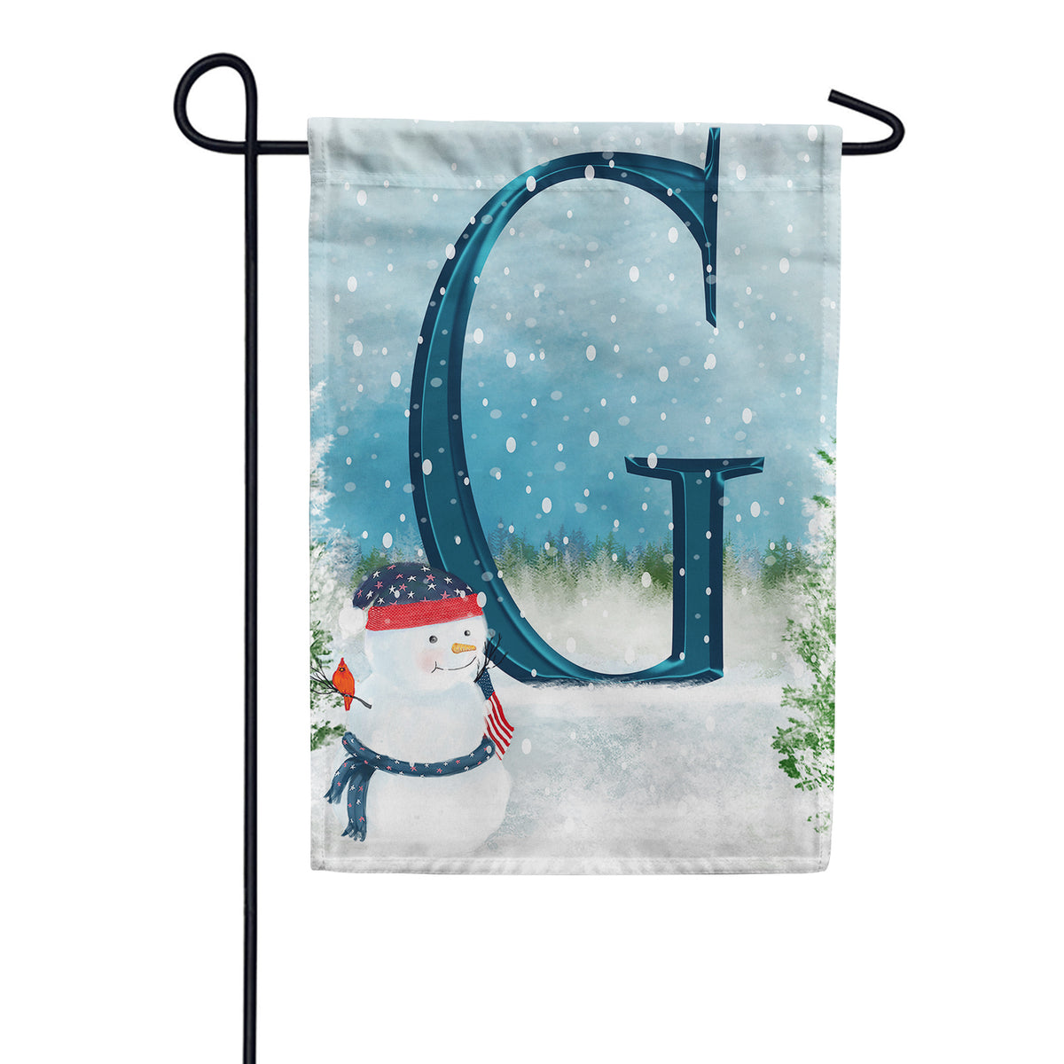 Let It Snow Watercolor Monogram Double Sided Garden Flag
