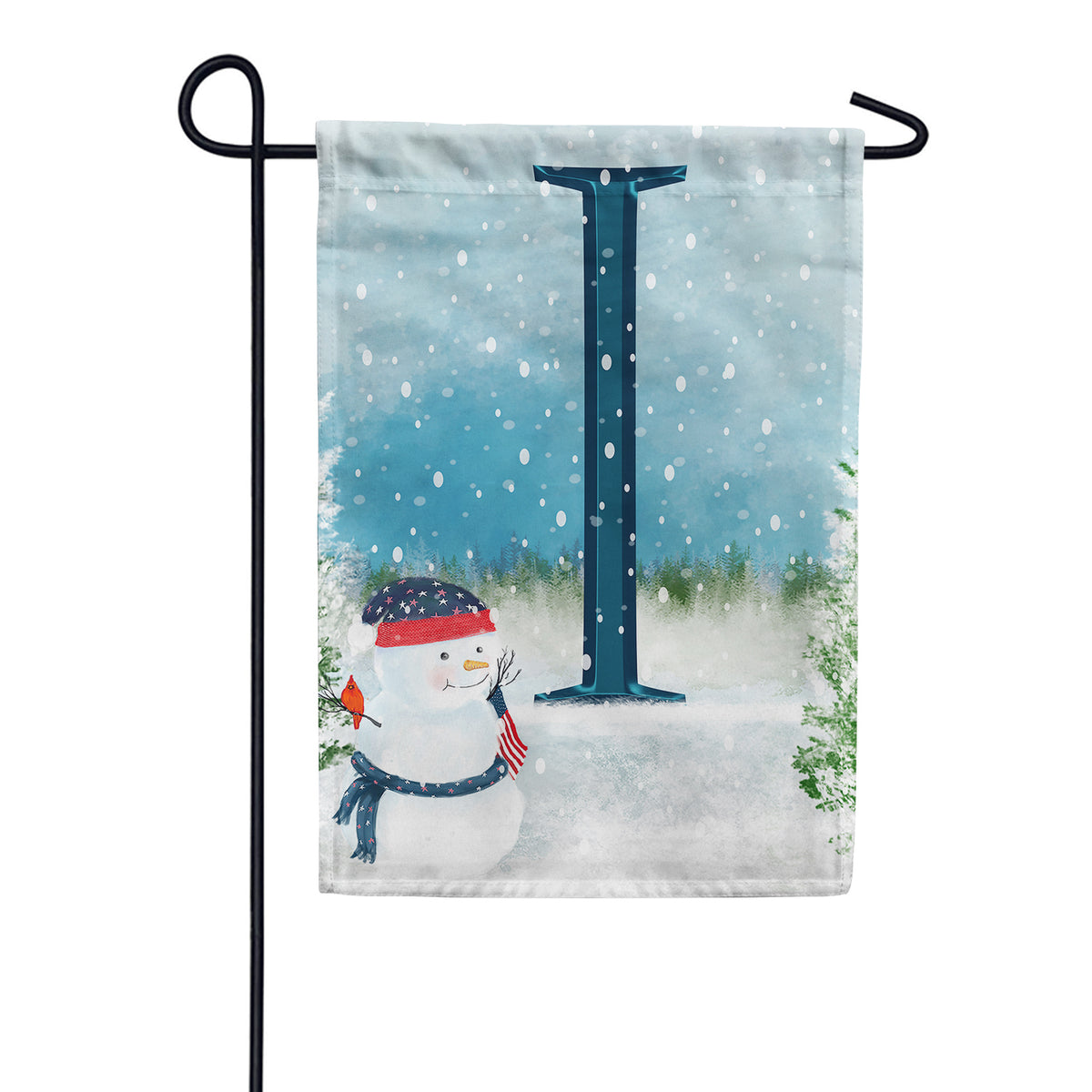 Let It Snow Watercolor Monogram Double Sided Garden Flag