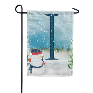 Let It Snow Watercolor Monogram Double Sided Garden Flag