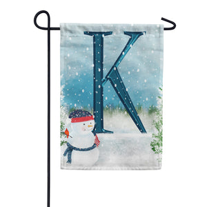 Let It Snow Watercolor Monogram Double Sided Garden Flag