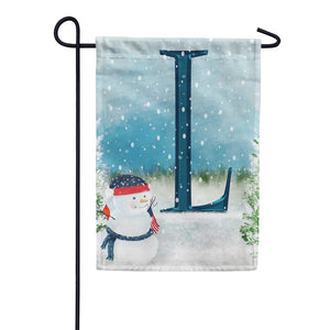 Let It Snow Watercolor Monogram Double Sided Garden Flag