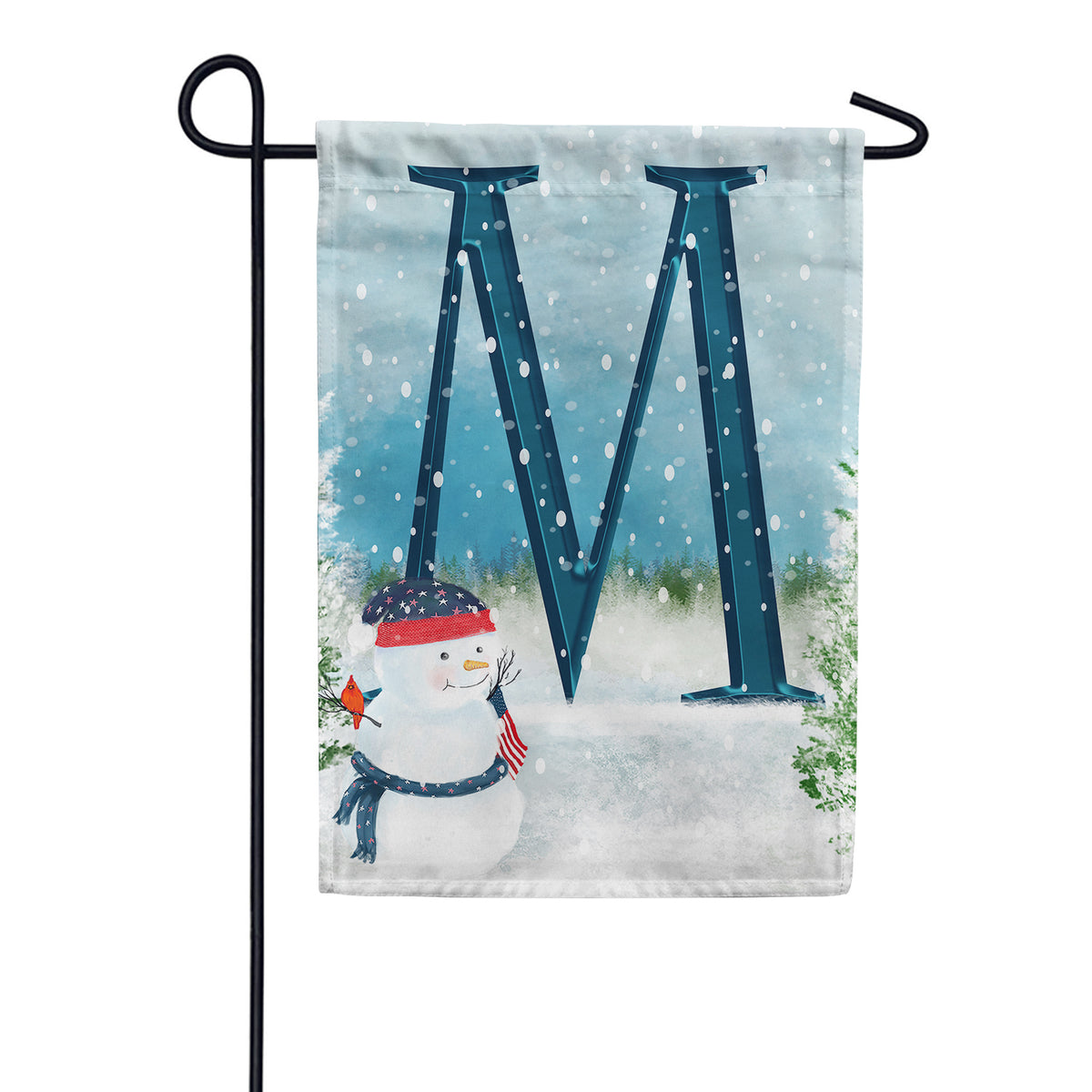 Let It Snow Watercolor Monogram Double Sided Garden Flag