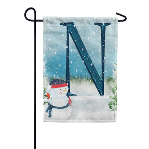 Let It Snow Watercolor Monogram Double Sided Garden Flag