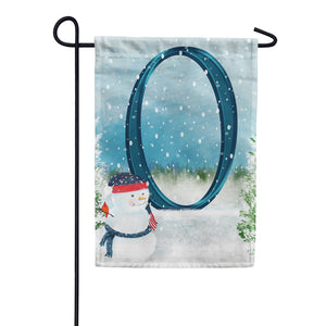 Let It Snow Watercolor Monogram Double Sided Garden Flag