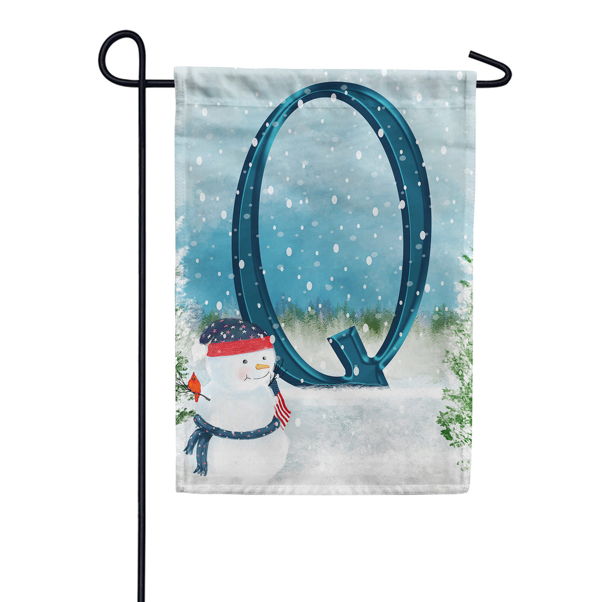 Let It Snow Watercolor Monogram Double Sided Garden Flag