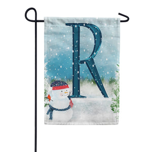 Let It Snow Watercolor Monogram Double Sided Garden Flag