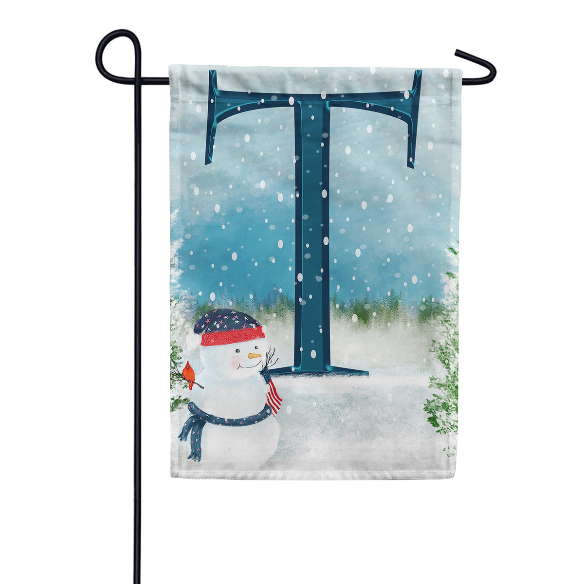 Let It Snow Watercolor Monogram Double Sided Garden Flag