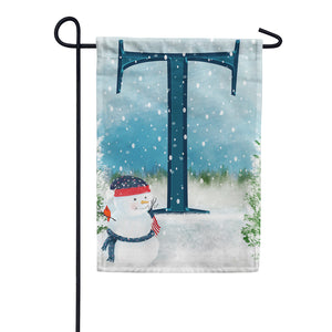 Let It Snow Watercolor Monogram Double Sided Garden Flag